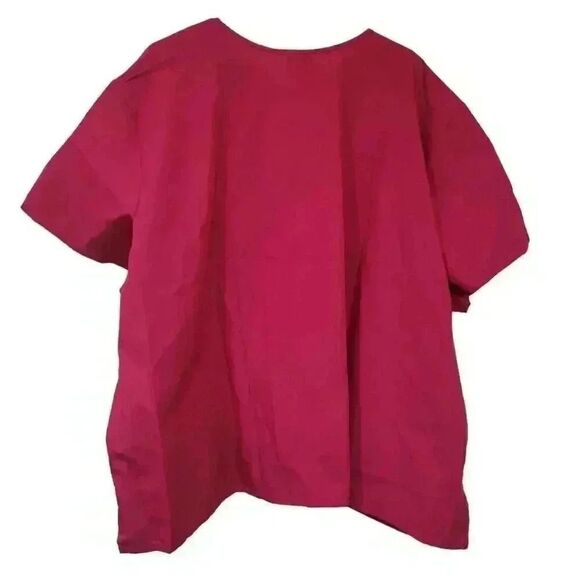 Cherokee Workwear Originals Women's Raspberry Pink Poly/Cotton V-Neck Snap Front - Picture 11 of 12